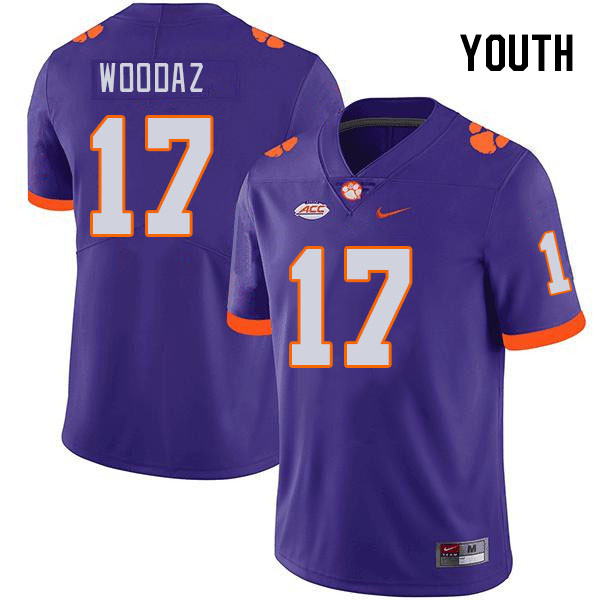 Youth Clemson Tigers Wade Woodaz #17 College Purple NCAA Authentic Football Stitched Jersey 23OW30IW
